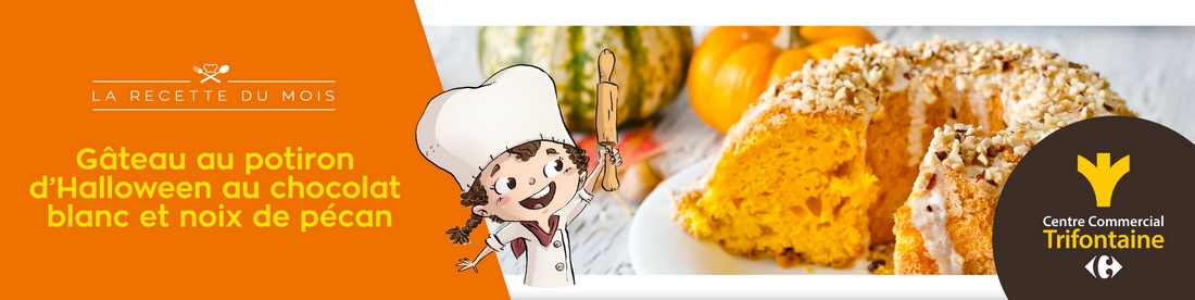 Gâteau au potiron d’Halloween au chocolat blanc et noix de pécan